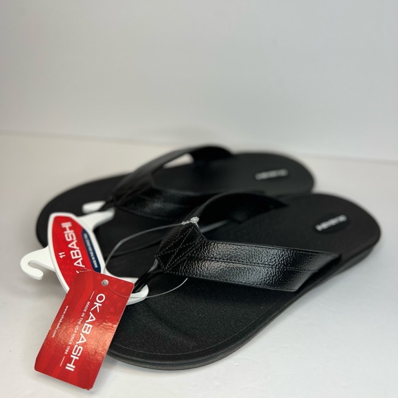 OKABASHI Men's Voyager Flip Flops Slip Resistant Comfort Size 11 Black New W/Tag - Picture 1 of 9